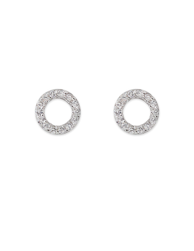 Bianc Circle Earrings w/ Cubic Zirconia - Silver | Mocha Australia