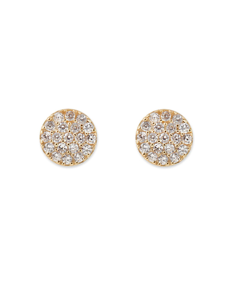 Bianc Briller Pave Disc Sterling Silver Earrings - Gold | Mocha Australia