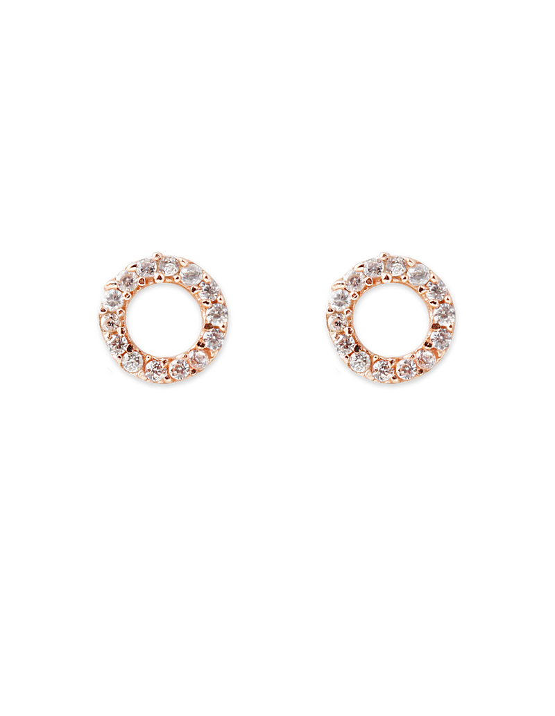 Bianc Circle Earrings w/ Cubic Zirconia - Rose Gold | Mocha Australia