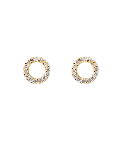 Bianc Circle Earrings w/ Cubic Zirconia - Gold | Mocha Australia