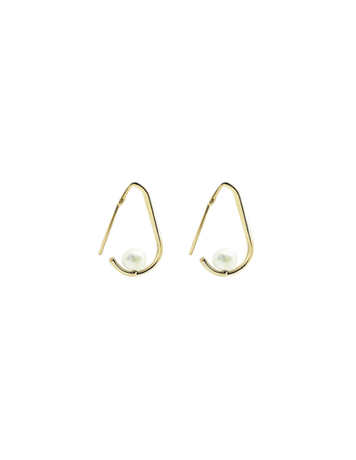 Ichu Mini Hooked Pearl Hoops - Gold | Mocha Australia