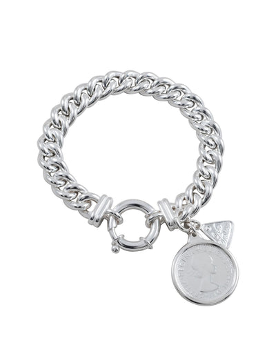 Von Treskow Small Mama Bracelet w/ Shilling Coin - Silver | Mocha Australia
