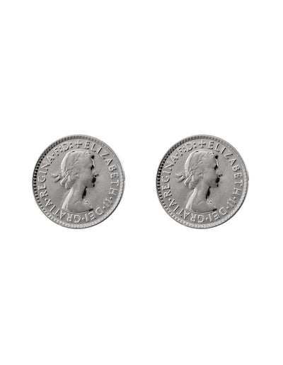 Von Treskow Studs Earrings w/ Threepence - Silver | Mocha Australia