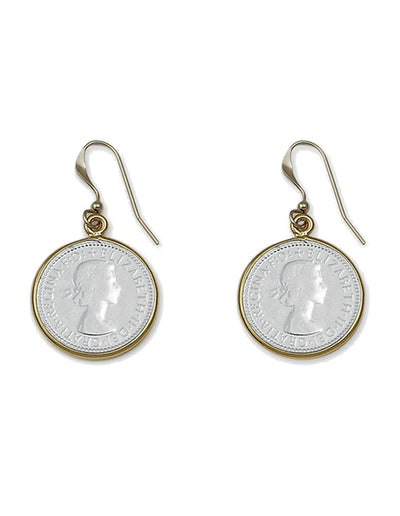 Von Treskow 2-Tone Threepence Coin Earrings - Rose Gold/Silver | Mocha Australia