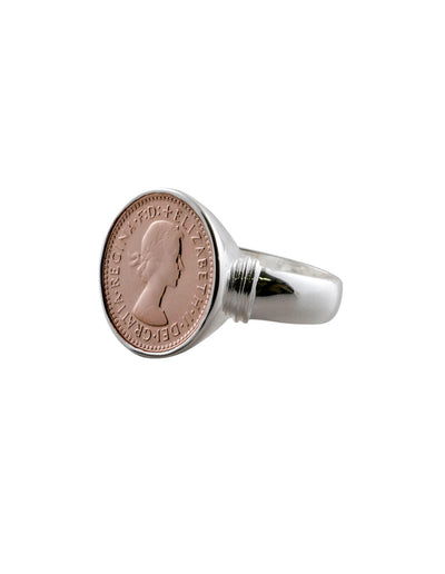 Von Treskow Authentic Threepence Coin Ring - Rose Gold | Mocha Australia