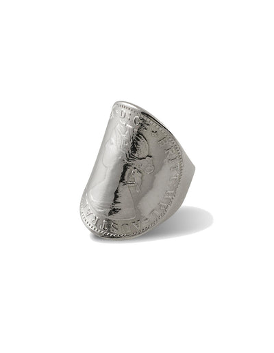 Von Treskow Large Curved Coin Ring - Silver | Mocha Australia