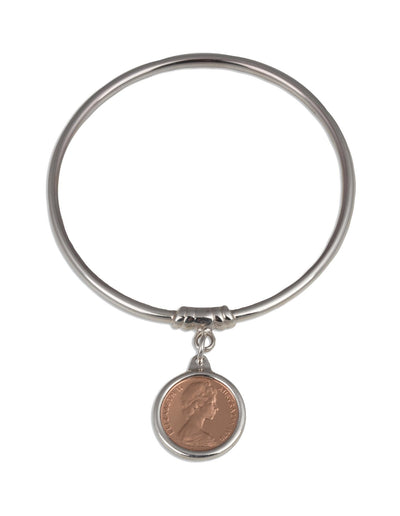 Von Treskow 3mm Art Deco Bangle w/ 2-Tone One Cent Coin | Mocha Australia