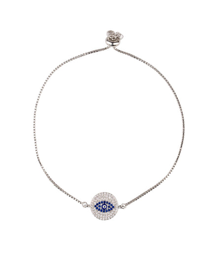 Mocha Evil Eye Round Bracelet - Silver | Mocha Australia