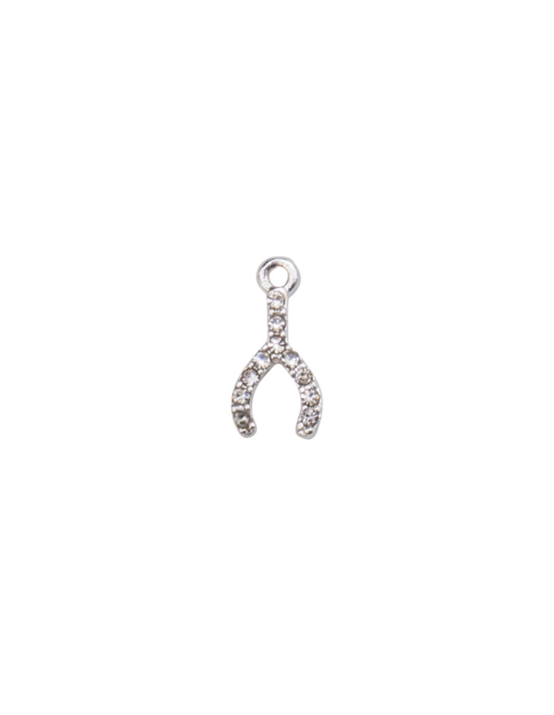 Isadora Aurelia Crystal Wishbone Charm - Silver | Mocha Australia