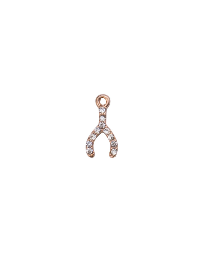 Isadora Aurelia Crystal Wishbone Charm - Rose Gold | Mocha Australia