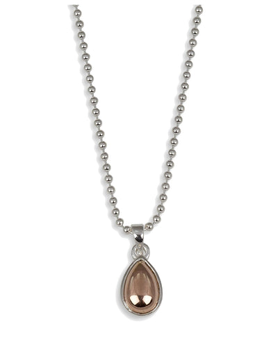 Von Treskow Ball Chain Necklace w/ Pear Shape Cabochon - Rose Gold | Mocha Australia