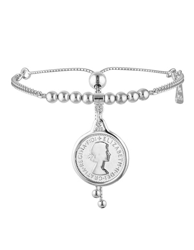 Von Treskow Adjustable Curb Chain Bracelet w/ Threepence | Mocha Australia