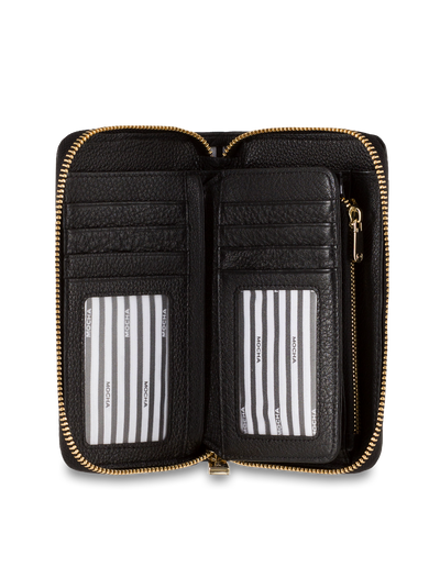 Mocha Small Chevron Leather Wallet - Black/Light Gold | Mocha Australia