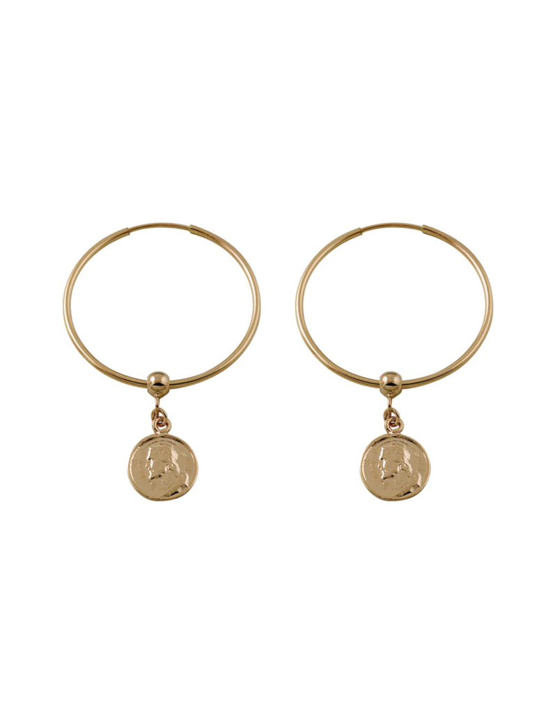 Von Treskow Hoop Earrings w/ Religious Charm - Gold | Mocha Australia