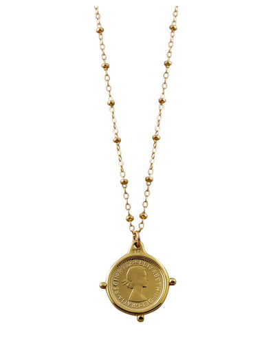 Von Treskow Rosario Necklace w/ Threepence - Gold | Mocha Australia