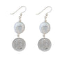 Von Treskow Token Earrings w/ Small Keshi Pearl - Silver