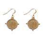Von Treskow Hook Earrings w/ Compass Frame Threepence - Gold