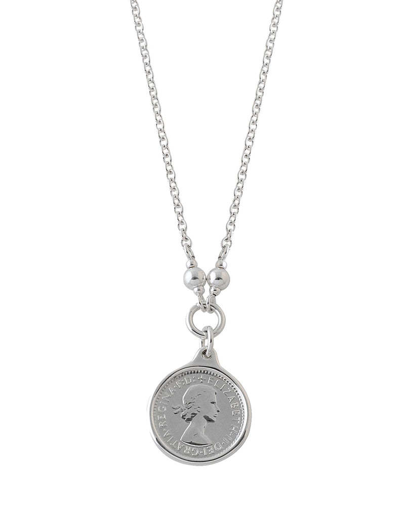 Von Treskow Name Chain Necklace w/ Threepence - Silver | Mocha Australia