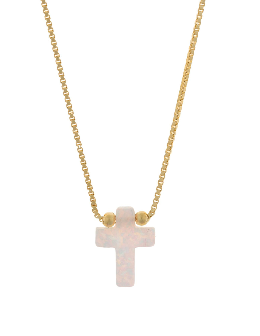 Mocha Sterling Silver Mini Cross Gold Fine Necklace White