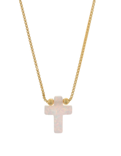 Mocha Sterling Silver Mini Cross Gold Fine Necklace - White | Mocha Australia