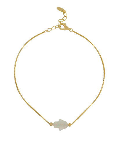 Mocha Sterling Silver Mini Hamsa Gold Fine Bracelet - White | Mocha Australia