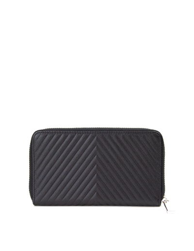 Mocha Small Chevron Leather Wallet - Black/Silver | Mocha Australia