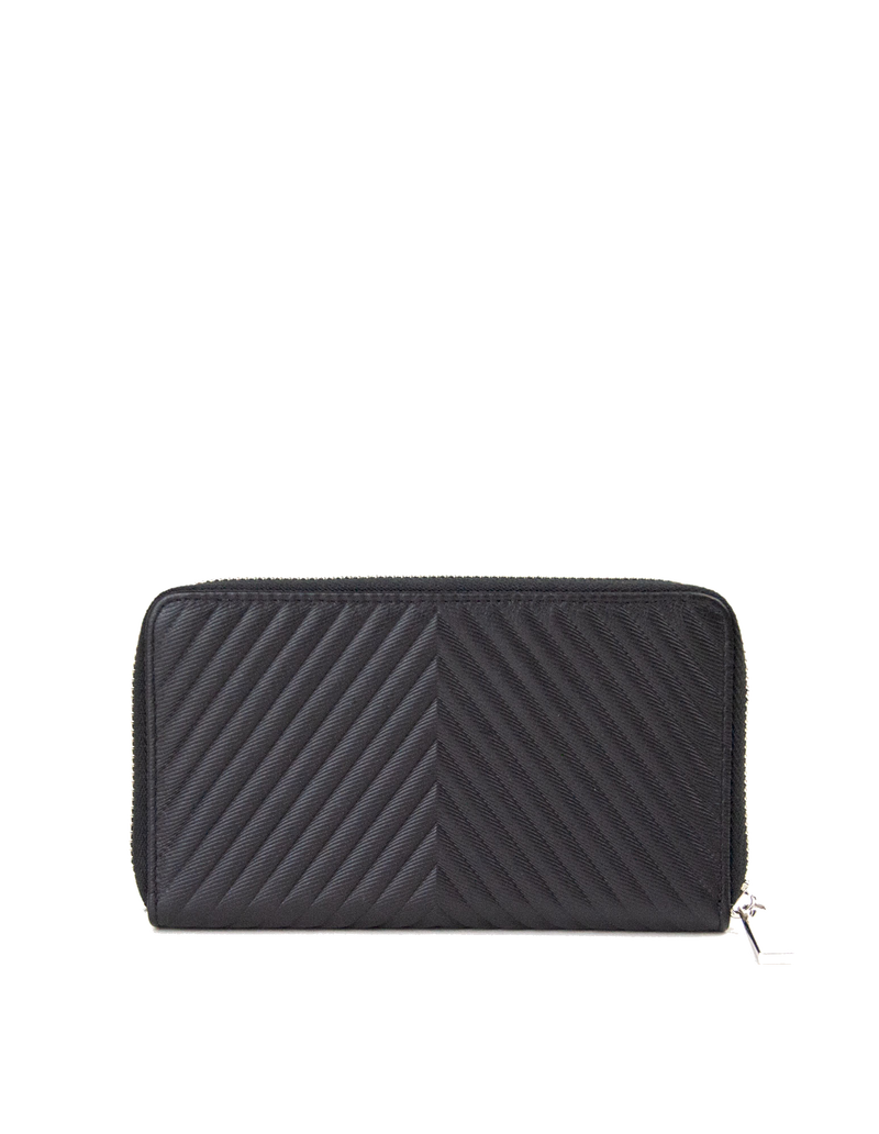 Mocha Small Chevron Leather Wallet - Black/Silver | Mocha Australia