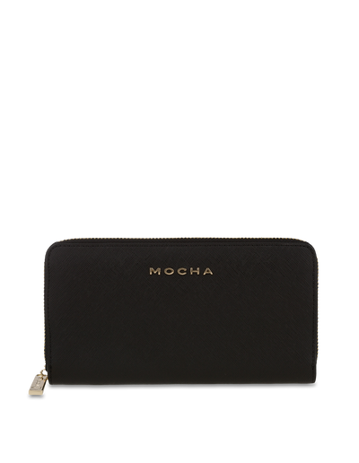 Mocha Kristi Leather Wallet - Black/Light Gold | Mocha Australia