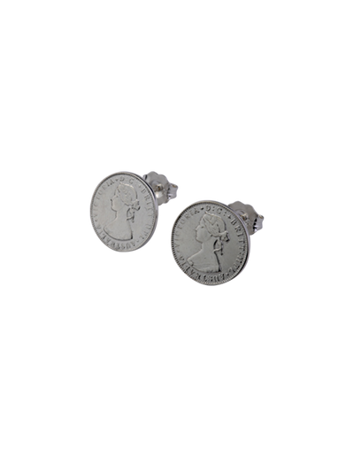 Von Treskow Mini Coin Studs w/ Australian Token - Silver | Mocha Australia