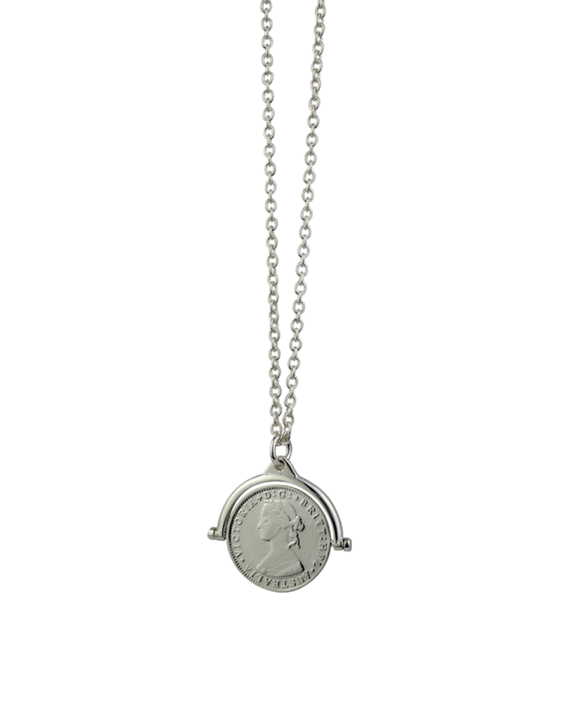 Von Treskow Name Chain Necklace w/ Australian Token Coin Spinner - Silver | Mocha Australia