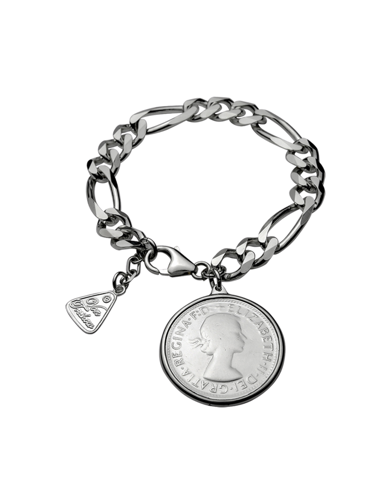 Von Treskow Figaro Chain Bracelet w/ Authentic Florin Coin - Silver | Mocha Australia