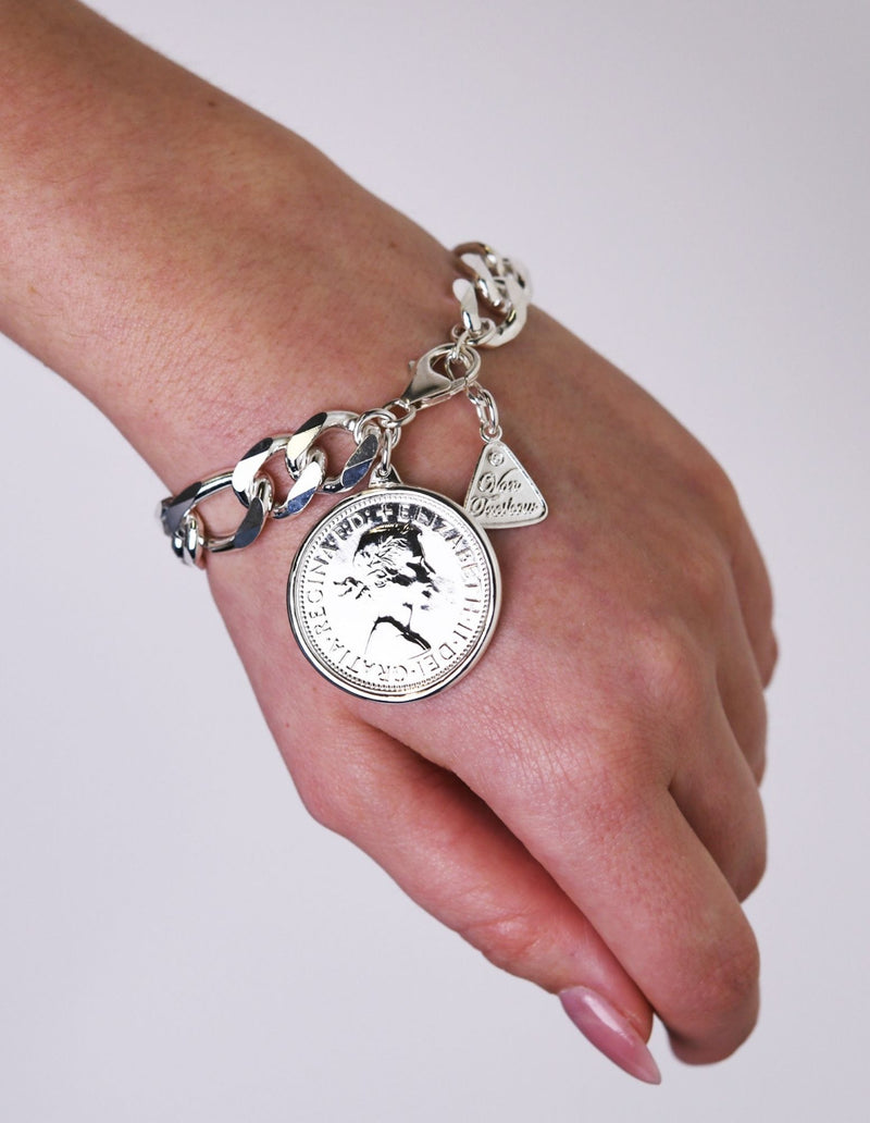 Von Treskow Figaro Chain Bracelet w/ Authentic Florin Coin - Silver | Mocha Australia