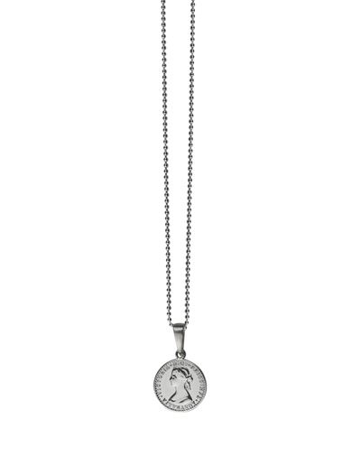 Von Treskow Fine Curb Chain Necklace w/ Mini Australian Token - Silver | Mocha Australia