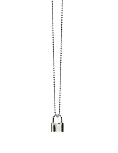 Von Treskow Fine Curb Chain Necklace w/ Mini Padlock - Sterling Silver | Mocha Australia