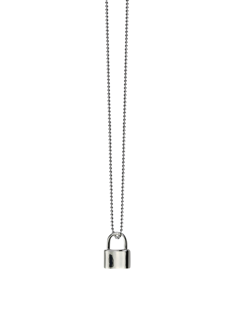 Von Treskow Fine Curb Chain Necklace w/ Mini Padlock - Sterling Silver | Mocha Australia