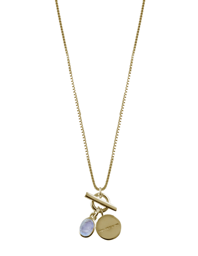 Von Treskow Fine Box Chain Necklace w/ Toggle & Oval Moonstone - Gold | Mocha Australia