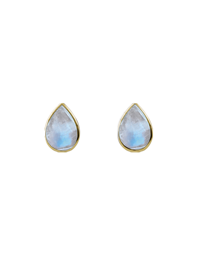 Von Treskow Cased Pear Moonstone Studs - Gold | Mocha Australia