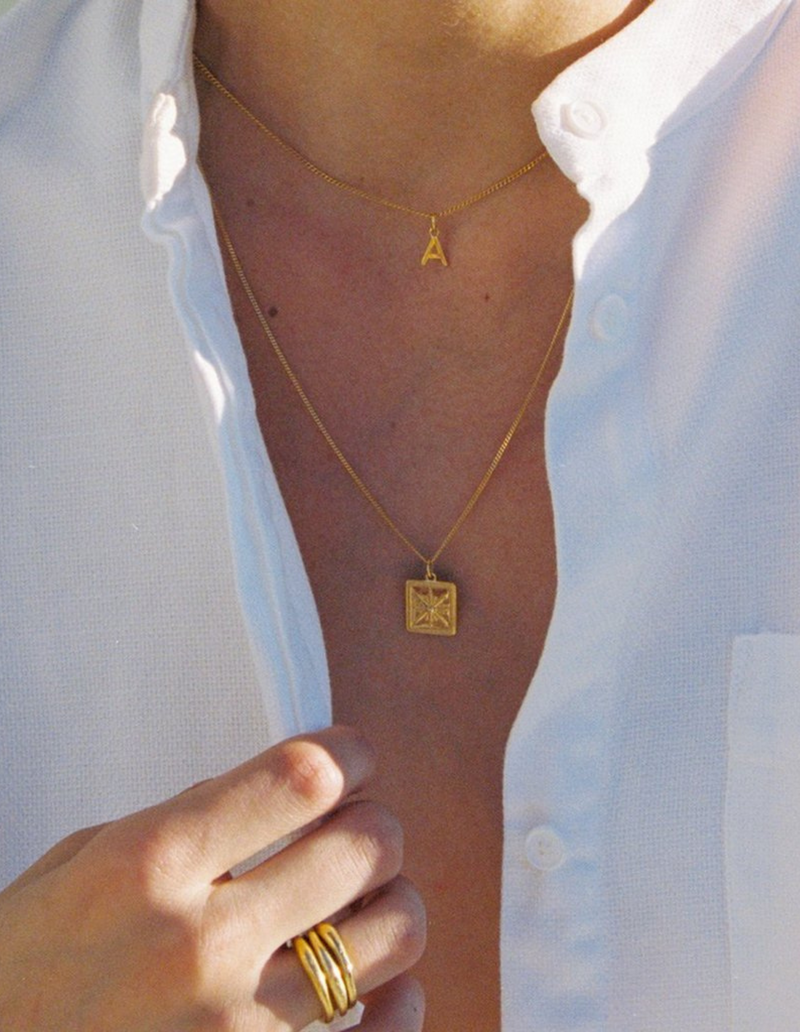 Kirstin Ash Outline Initial Charm w/ 18K Gold Vermeil | Mocha Australia