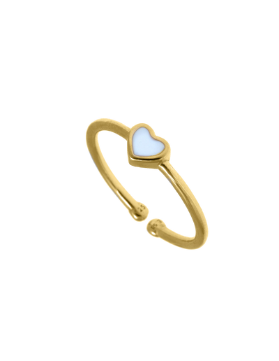 Gregio Tiny Shiny Adjustable Ring w/ Enamel Heart - Gold | Mocha Australia