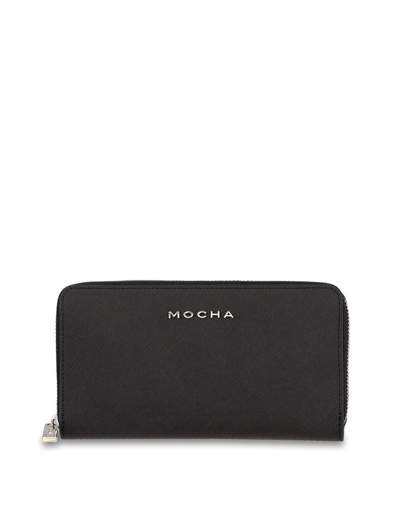 Mocha Kristi Leather Wallet - Black/Silver | Mocha Australia