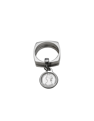Von Treskow 4-Stack Ring w/ Mini Coin - Silver | Mocha Australia