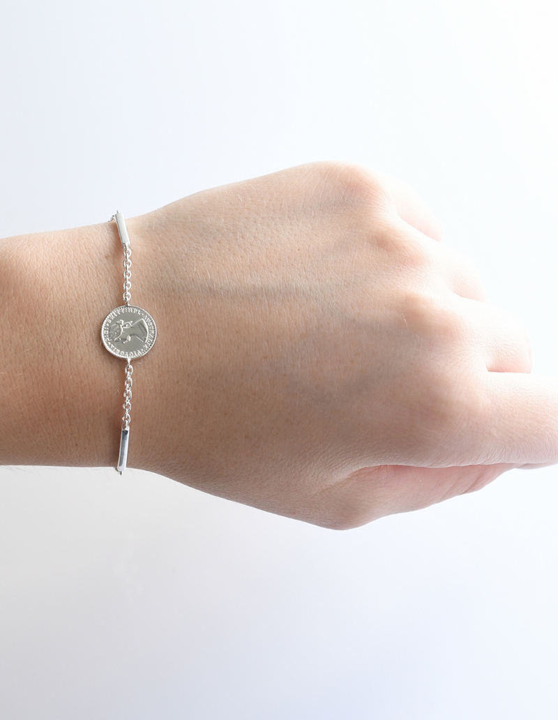 Von Treskow Mini Coin & Bar Bracelet - Silver | Mocha Australia