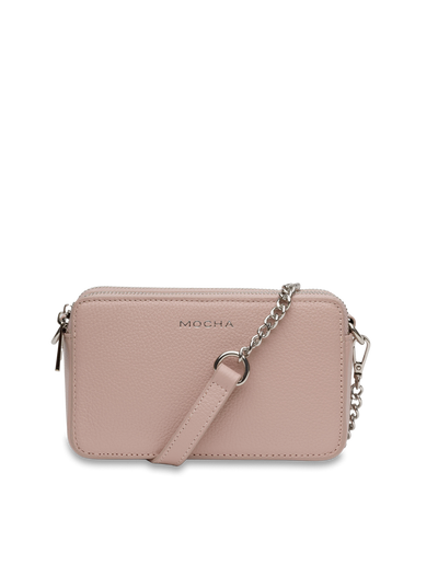 Mocha Mini Leather Chain Crossbody Bag - Blush | Mocha Australia