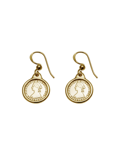 Von Treskow Mini Coin w/ Bezel Earrings - Gold | Mocha Australia