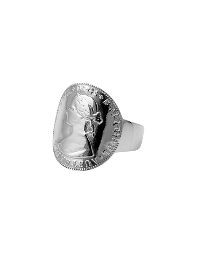 Von Treskow Small Curved Coin Ring | Mocha Australia