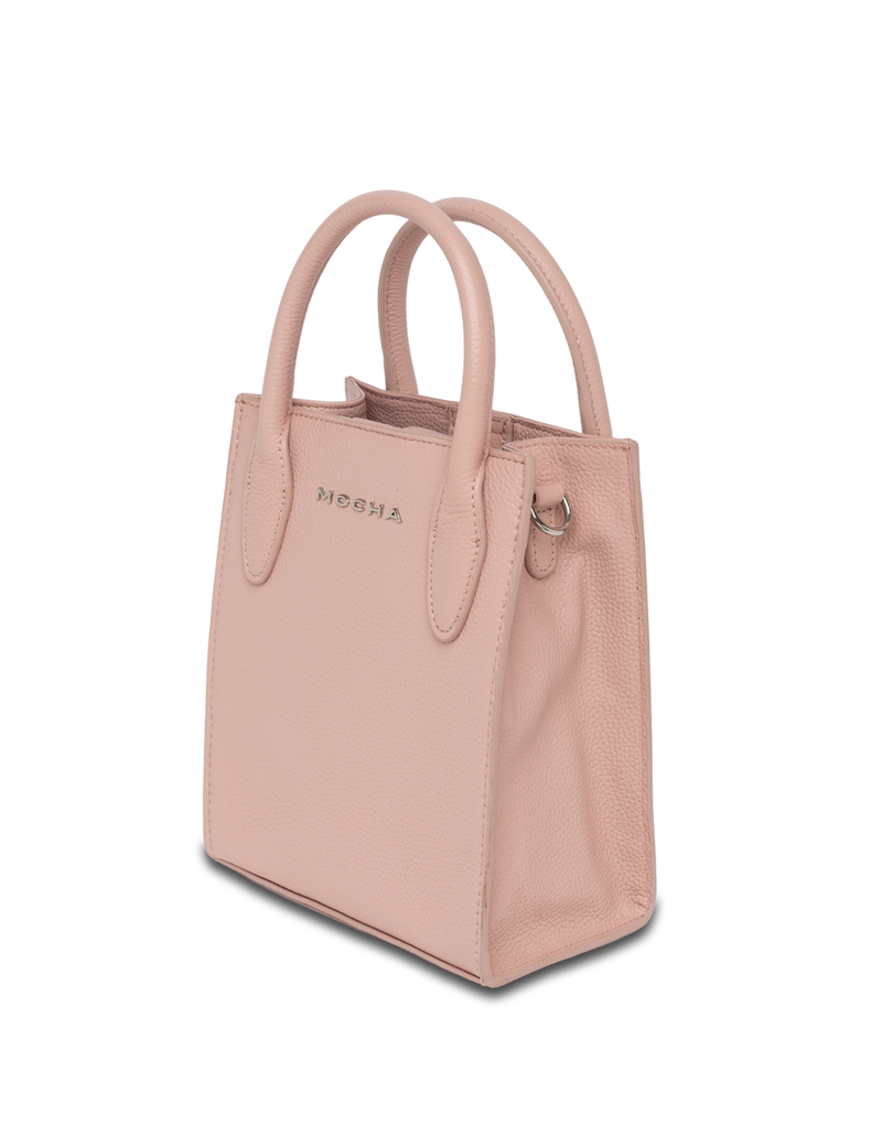 Mocha Petite Leather Tote Bag - Blush | Mocha Australia