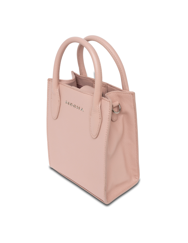 Mocha Petite Leather Tote Bag - Blush | Mocha Australia