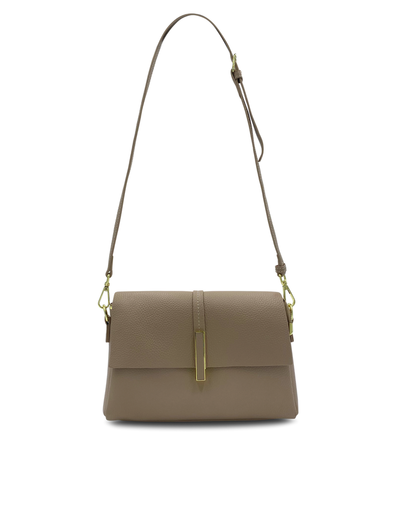 Mocha Lola Flap Leather Crossbody Bag - Light Taupe | Mocha Australia