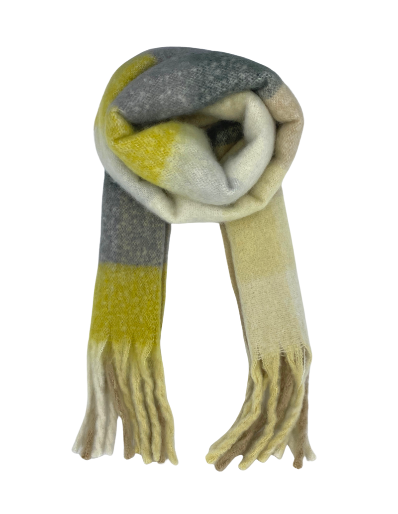 Mocha Multicolour Check Scarf - Yellow/Beige | Mocha Australia