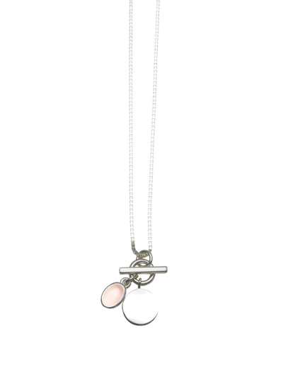 Von Treskow Box Chain Necklace w/ Oval Rose Quartz | Mocha Australia